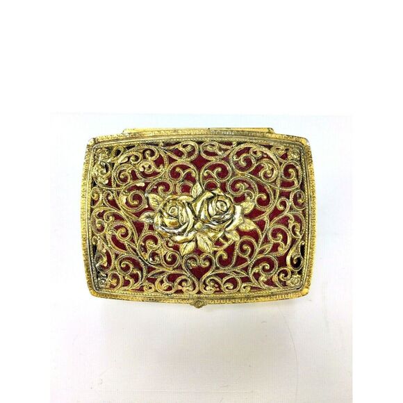 Vintage Sankyo Gold Filigree Musical Jewelry Open Work Trinket Box Made in Japan - Picture 3 of 11